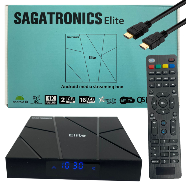 Sagatronics Elite 4K Android 10 OTT Medien-Streamer 2GB RAM 16GB Flash MYTV Wlan