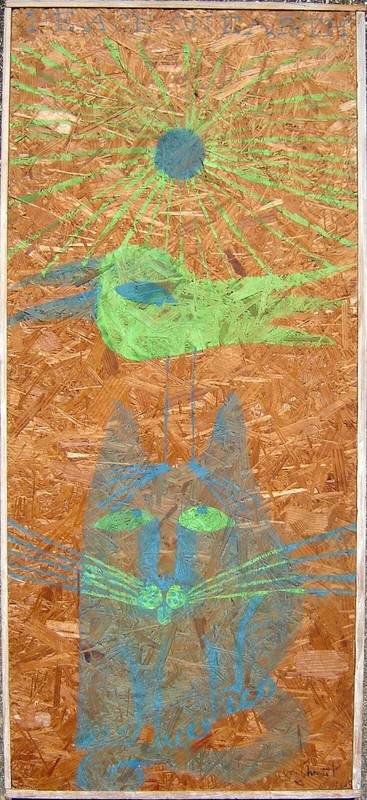 Eric VON SCHMIDT Peace on Earth PAINTING cat DOVE folk singer 1967