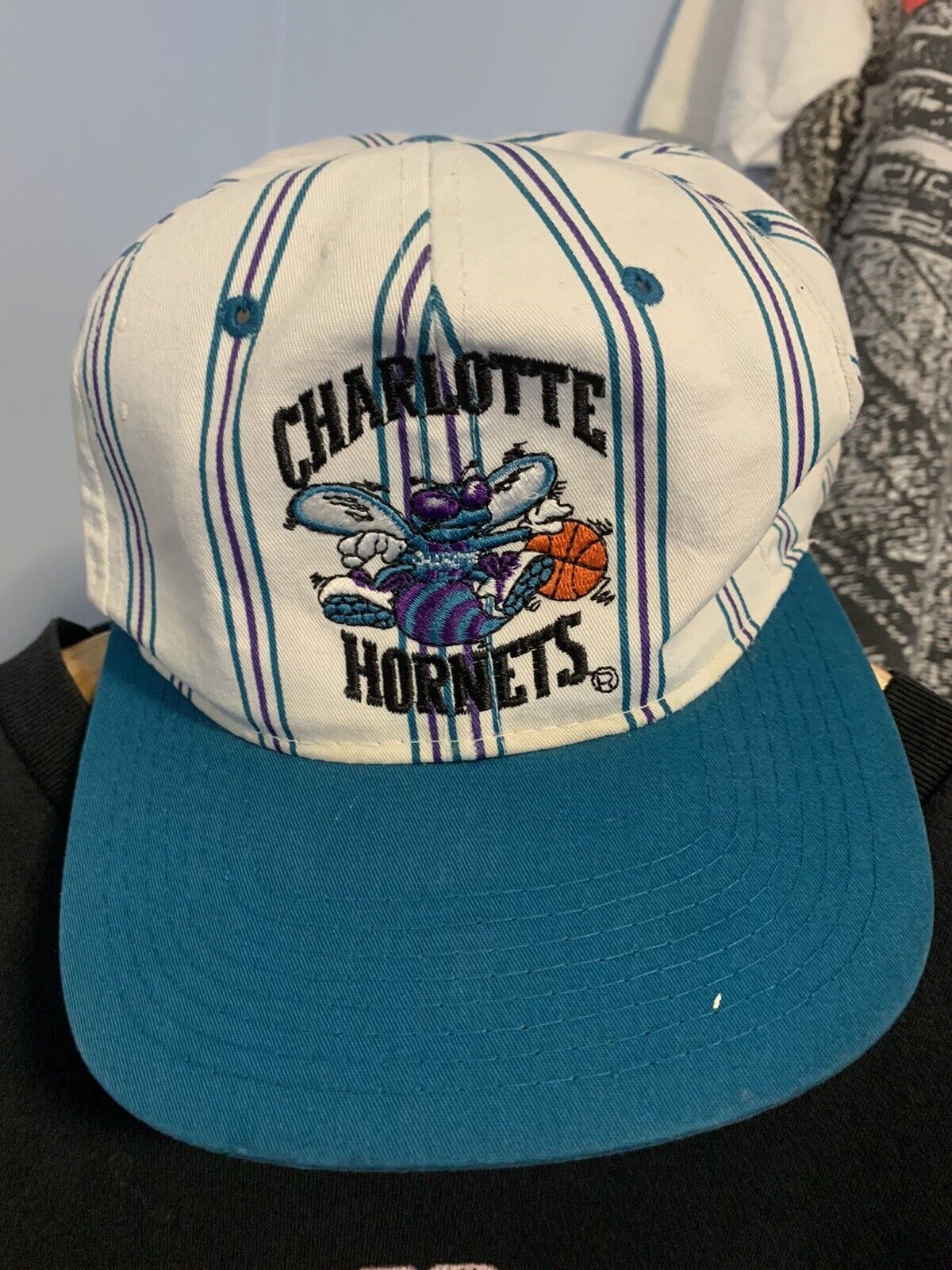 Vintage Charlotte Hornets Starter Snapback Pinstr… - image 1
