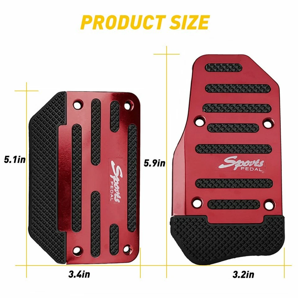 Red Universal Automatic Non-Slip Gas Brake Foot Pedal Pad Cover Accessories 1Set - Image 4 of 4