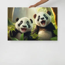 Animated Wall Art - Giant Panda Canvas Print, Animal Children Canvas for Kids