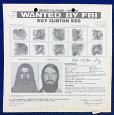 Hells Angel Roy Clinton Sieg FBI Wanted Poster 1978 Biker Gang Vintage