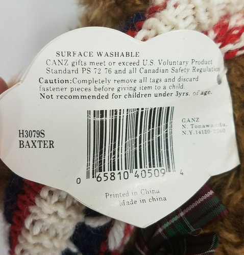 NWT Vintage Ganz 9 in Baxter Bear w/ Cottage Collectibles American Flag sweater - Picture 8 of 9