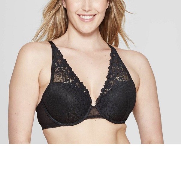 2 Bras Target Auden Women's High Apex Plunge Push up Bra Black Lace 36