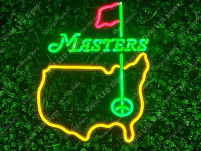 Masters Tournament Golf  U.S. Map Vivid LED Neon Sign Light With Dimmer 24''x20''