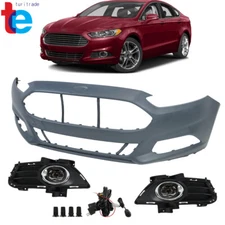 Fog Lights+Front Bumper Fascia For 2013-2016 Ford Fusion W/o Sensor Holes L&R