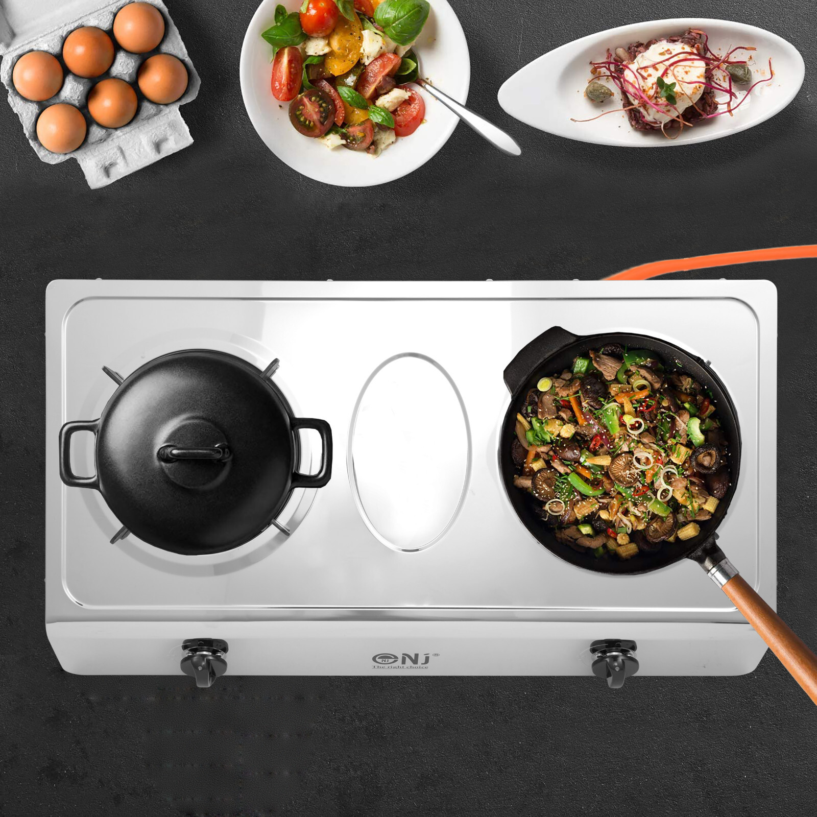 Portable Double Gas Stove Camping BBQ 2 Burner Cooker Stainless Steel NJ200SD eBay