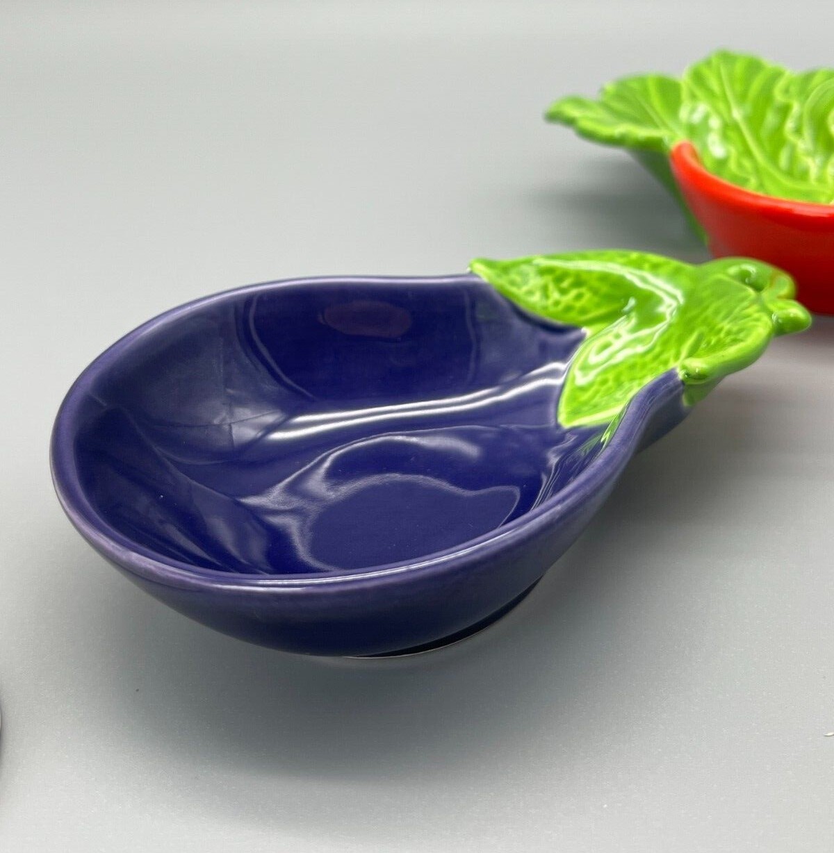 3 VEGETABLE SHAPED CONDIMENT/DIPPING BOWLS DISHESRADISH/ EGGPLANT/ SCALLION eBay