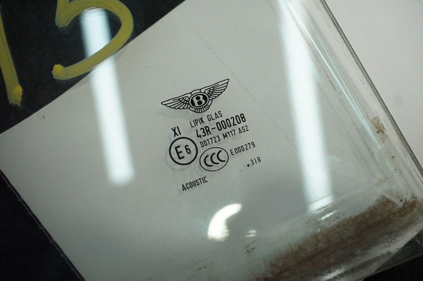Rear Right Side Acoustic Quarter Glass Window Panel 3Y5845210 Bentley Mulsanne