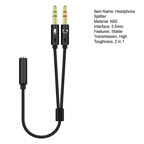 Headphone Splitter Golden-plated Plug Audio Transfer Dual 3.5mm Male to 3.5mm - Afbeelding 8 van 11