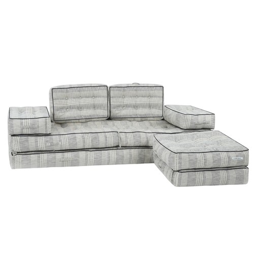 Agura 10-Piece Modular Setting Lounge Couch Tufted Surface Cotton Woven Fabric - Picture 2 of 10
