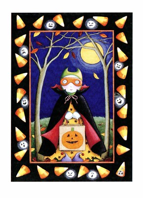 Mary Engelbreit-Vampire Trick or Treat Bag Candy Corn Halloween POSTCARD-NEW!
