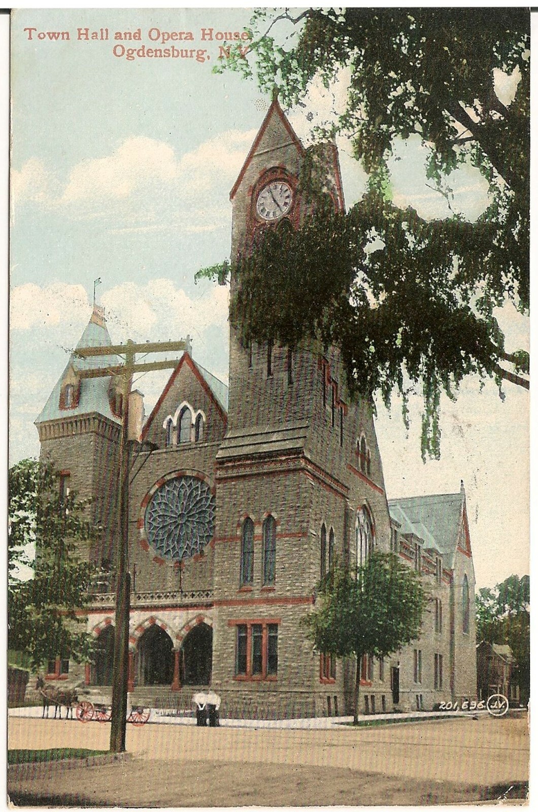 Town Hall and Opera House in Ogdensburg NY Postcard 1909 eBay