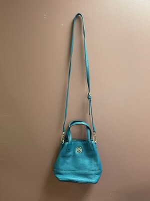 TORY BURCH Tiny Michelle Luxury Designer Pebbled Leather Tote Bag