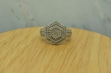 925 STERLING SILVER HEXAGON PAVE DIAMOND DESIGN RING BAND 1.00 TCW SIZE 7 A3360
