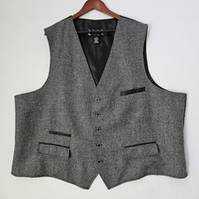 Lanificio Di Pray Rainwaters Waistcoat Suit Vest Sz 3XL Wool Cashmere Black Whit