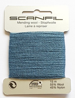 STAHLBLAU Scanfil Faden zum Stopfen & Ausbessern - 55% Wolle 45% Nylon 15 Meter