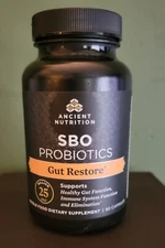 Ancient Nutrition,  SBO Probiotics - GUT RESTORE,  60 caps, 25 Billion CFU, Free