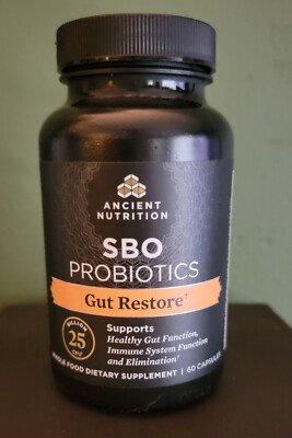 Ancient Nutrition,  SBO Probiotics - GUT RESTORE,  60 caps, 25 Billion CFU, Free