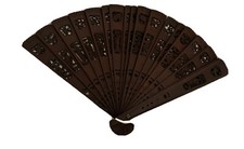 Very Large Hand Carved Wood Fan Vintage