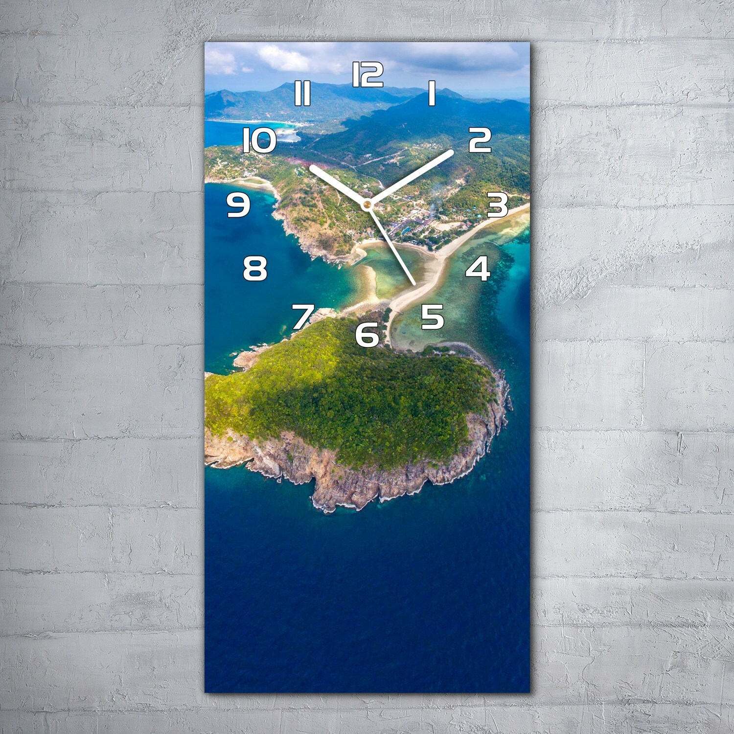 Orologio da parete orologio in vetro 30x60 orologio da soggiorno vista isola tropicale Koh Phangan Asia