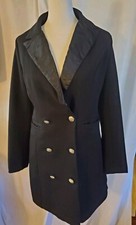 Haoduoyi Long Black Double Breasted Tuxedo Blazer Womens M, Lined