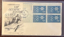 #1146 Winter Olympics Plate Block FDC on Fleetwood cachet