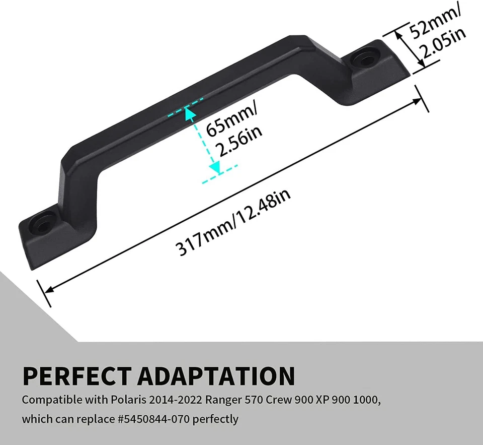 2pcs Black Grab Handles Compatible with Polaris Ranger 570 XP 900 1000 2014-2022 - Image 4 of 4