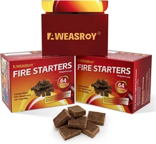 Fire Starter Squares 192 - Fire Starters for Fireplace,Chimney,Bbq Grill,Camping