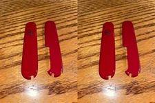 Pre-Owned Lot of 2 Victorinox 91mm PLUS HANDLE / SCALE 2 Piece KIT in RED