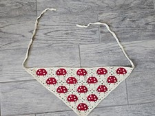 New Women's Crochet Mushroom Headband Bandana Knitted Head Scarf Ivory  Red