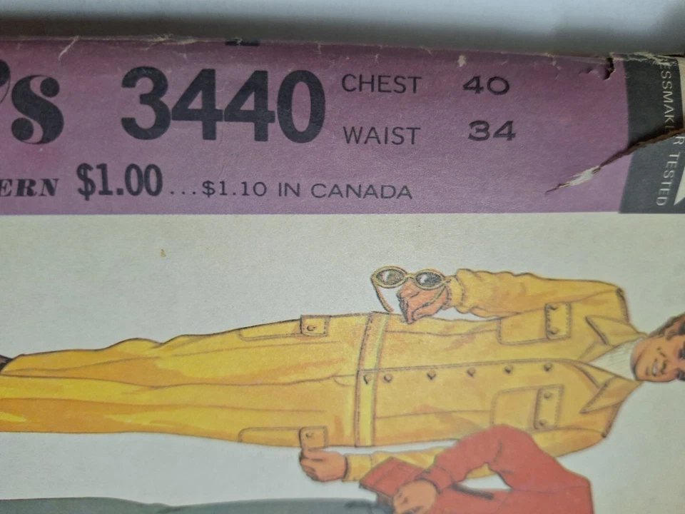 Jacket Pants Mens 40 McCalls 3440 Sewing Pattern VTG Cut Denim Jean Wool Knit - Image 4 of 4