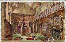 The Charterhouse London Elizabethan Hall postcard posted 1907 to Prest Redcot