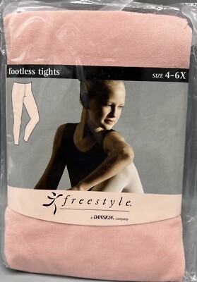 Footless Tights Color Pink Girl s Size 4-6X By Danskin Freestyle