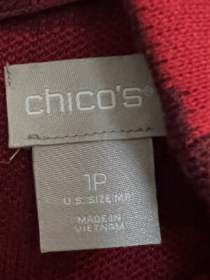 NWT Chico's Size 1P PM 8P-10P Maroon & Red Mock Neck Back Zip