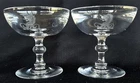 c1940s Steuben Crystal 6268 Wafer Stem Engraved Coupe Champagne Glasses Signed S