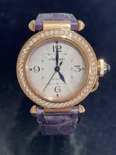 CARTIER PASHA 35MM 18K ROSE GOLD DIAMOND BEZEL WJPA0012 EXTRA STRAPS, BOX