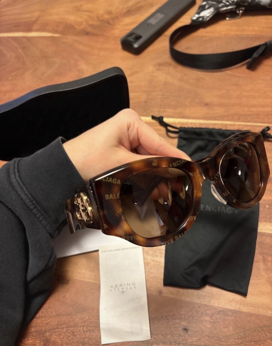 NWT BALENCIAGA BA2013 53N BROWN PLASTIC FRAME OVERSIZED SUNGLASSES $495 ITALY Balenciaga Brown Round Sunglasses for Women for sale | eBay main image 4