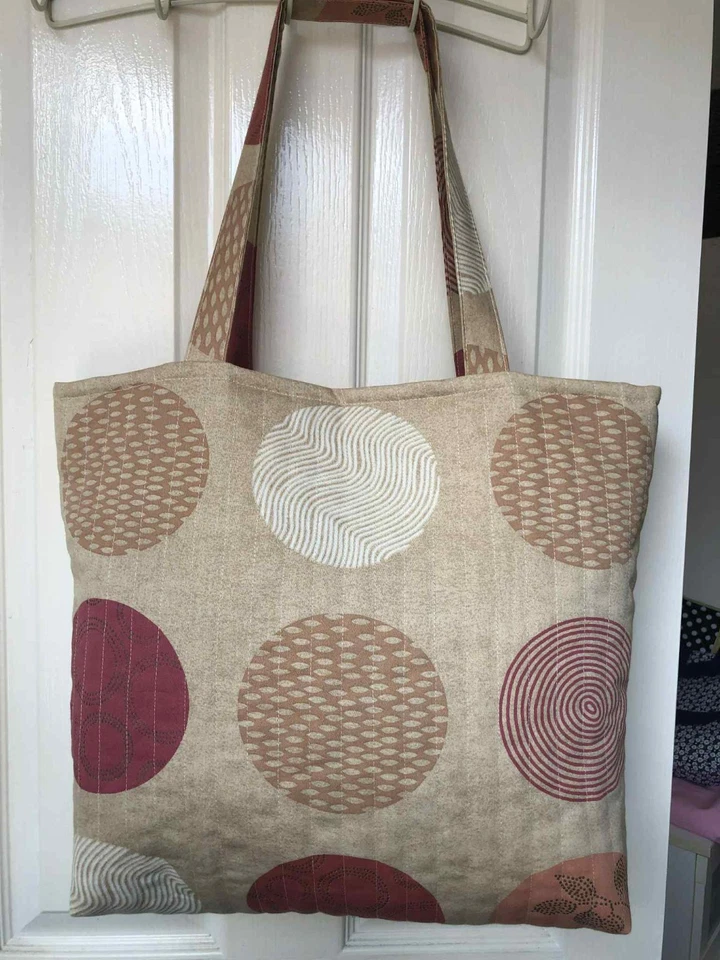 Women's bag, handmade quilted simple canvas shoulder bag shopping bag beach bag - Image 2 of 4