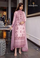 Asim Jofa custom size Embroidered Suit 3 Pc  Pakistani Formal Designer