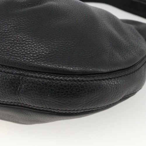 BURBERRY Shoulder Bag Leather Black Gold Auth 174317A - Afbeelding 15 van 24