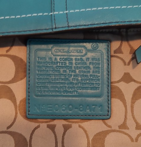 COACH 8A71 Vintage Hamptons Belted Leather Satchel Tote Handbag Teal Blue by Coach, $89 - Photo 14