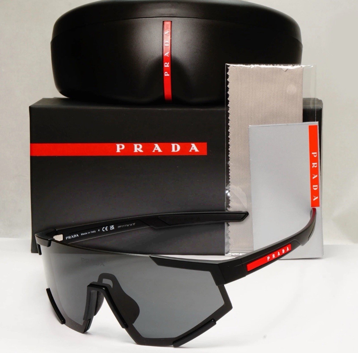 PRADA サングラス シールド ブラック Prada Sunglasses Black Shield Visor Wrap Cycling Ski | eBay