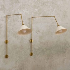 1950s Mid Century Brass Wall Sconce Pair  Italian Stilnovo Desig
