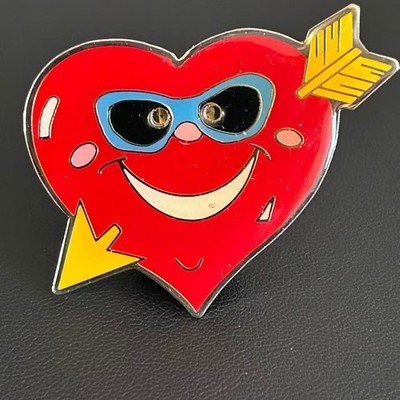 Vintage 80s Flashing Heart Pin Sunglasses Cupid Arrow Retro Light Up Untested