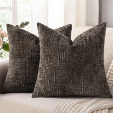 Spring Chenille Throw Pillow Covers 20x20 Set 20" x 20" Pack of 2 Dark Brown