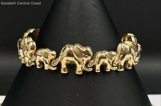 14K Gold MOD. Depos Italy Elephant Links Bracelet 17.4 Grams