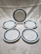 Corelle Old Town Blue White Saucer Plates Set of 5, 6.25" Made In USA, NICE