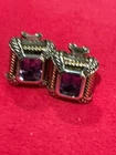 Judith Ripka JR Sterling Silver & 18k Amethyst  Earrings Inv.1.29