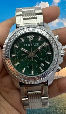 Refurbished Beautiful Versace Greca Green Dial Chronograph & Date Quartz Watch